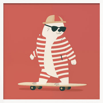 Cool Skating Seal | Poster - White Frame Interior