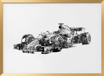 Dynamic F1 Race Car | Poster - Gold Frame Interior