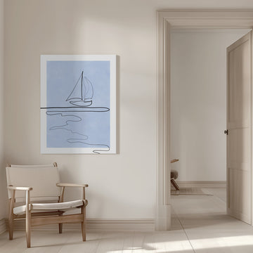 Serene Sailboat Horizon | Canvas - Room Interior 1