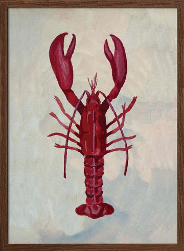 Vibrant Red Lobster | Poster - Walnut Frame Interior
