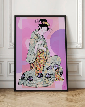 Elegant Geisha Kneeling | Poster - Room Interior 1