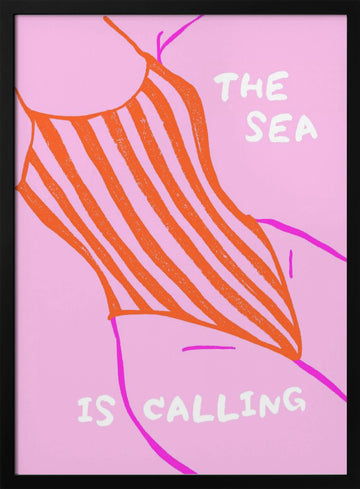 The Sea Is Calling | Poster - Black Metal Frame Interior