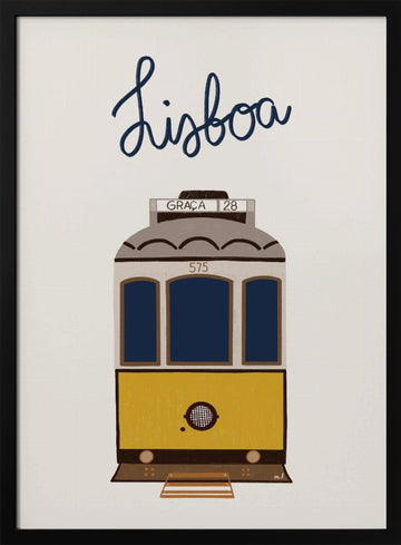 Iconic Lisbon Tram | Poster - Black Metal Frame Interior