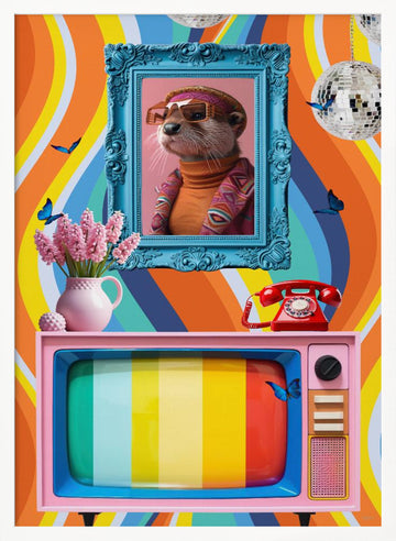 70s Funky Otter | Poster - White Frame Interior