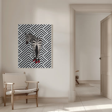 Zebra In Red Heels | Canvas - Room Interior 1