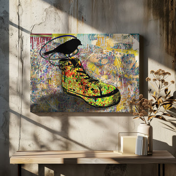 Colorful Sneaker Bird | Canvas - Room Interior 2