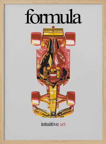 Vibrant Race Car Top View | Poster - Wood Frame Interior