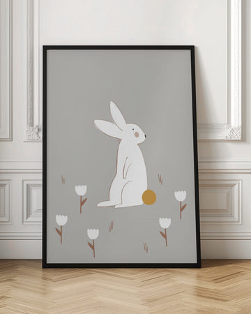 White Bunny Among Flowers | Poster - Room Interior 1