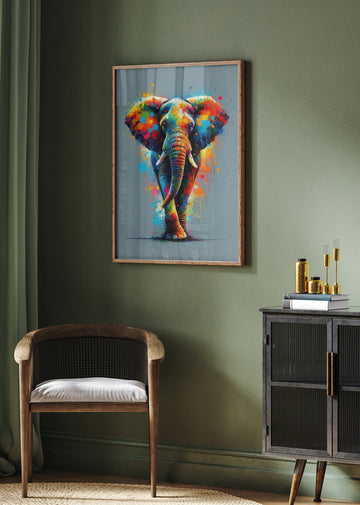 Vibrant Splatter Elephant | Poster - Room Interior 2