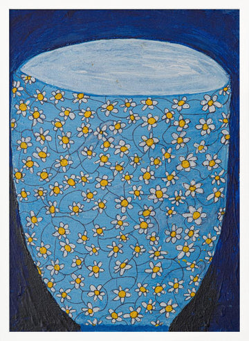 Blue Daisy Vase | Poster - White Frame Interior
