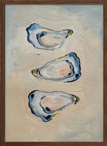 Coastal Blue Oysters | Poster - Walnut Frame Interior