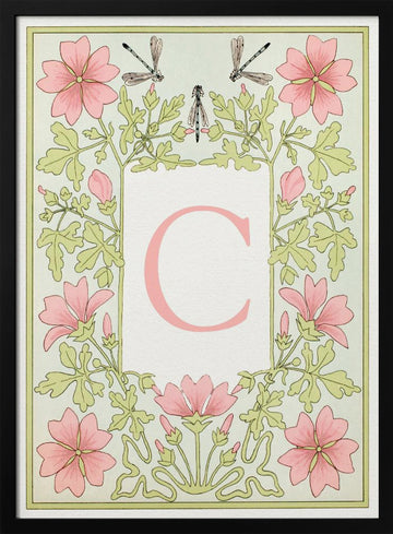 Botanical Initial C | Poster - Black Metal Frame Interior