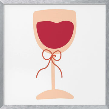 Romantic Red Wine Glass | Poster - Silver Frame Interior