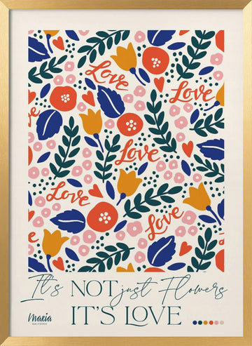 Floral Love Pattern | Poster - Gold Frame Interior