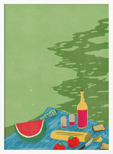 Riverside Picnic Scene | Poster - White Frame Interior