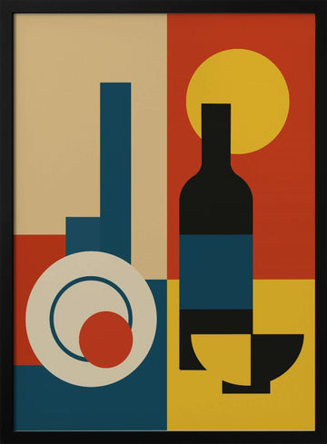 Bold Geometric Dining | Poster - Black Metal Frame Interior