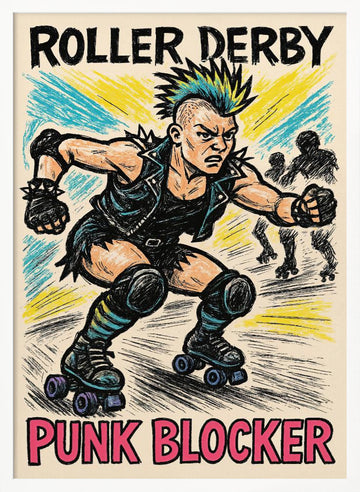 Roller Derby Punk Blocker | Poster - White Frame Interior