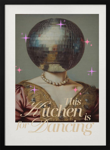 Glamorous Kitchen Dancing | Poster - Black Metal Frame Interior