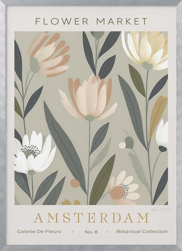 Soft Pastel Florals | Poster - Silver Frame Interior