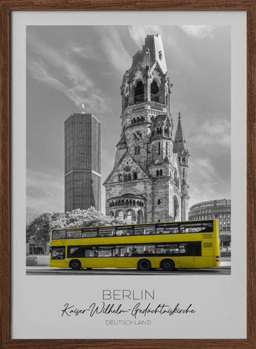 Berlin Memorial Church Bus | Poster - Walnut Frame Interior