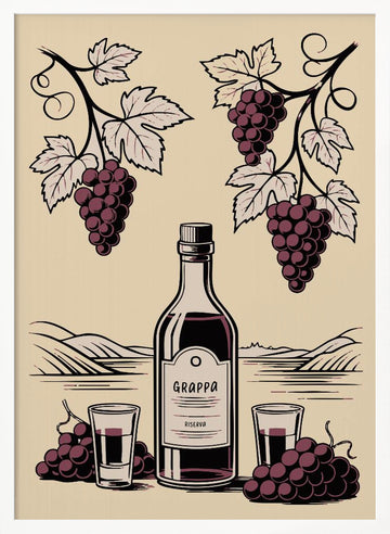 Grappa And Grapes | Poster - White Frame Interior
