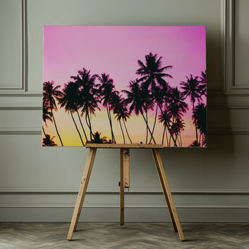 Pink Sky Palm Trees | Canvas - Room Interior 1