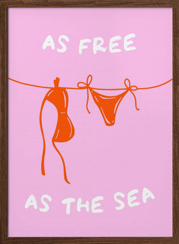 Free As The Sea | Poster - Walnut Frame Interior