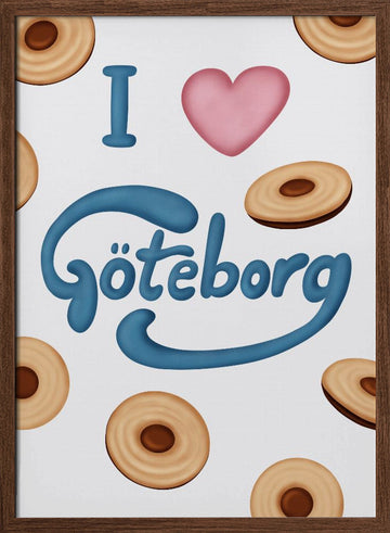 Love Göteborg Cookies | Poster - Walnut Frame Interior
