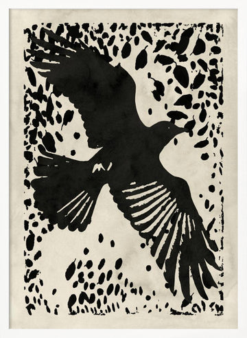 Dark Raven Soaring | Poster - White Frame Interior