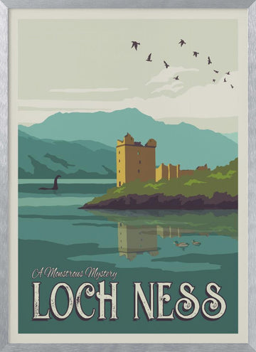 Loch Ness Monster Castle | Poster - Silver Frame Interior