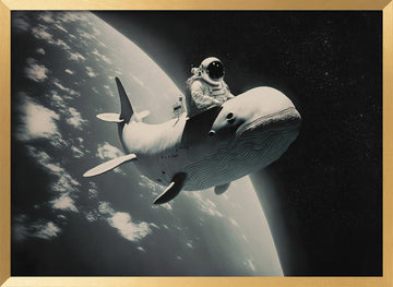 Cosmic Whale Ride | Poster - Gold Frame Interior