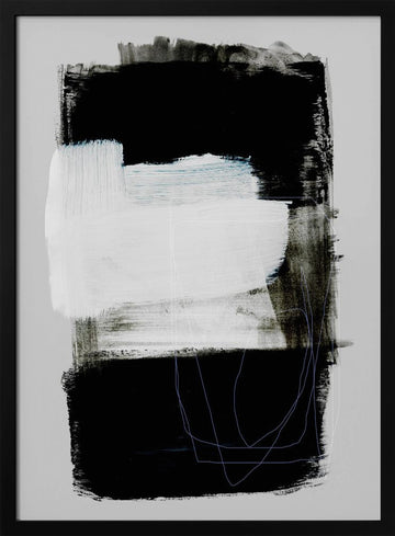 Abstract Brush Strokes 130 | Poster - Black Metal Frame Interior