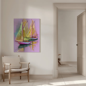 Colorful Sailboat Reflections | Canvas - Room Interior 1