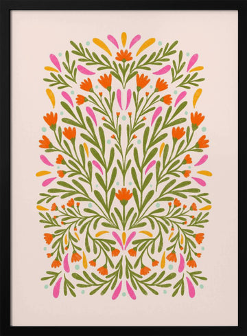Cheerful Botanical Design | Poster - Black Metal Frame Interior