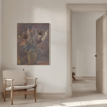 Clay Vase With Tulips and Other Flowers By Karl Schou | Canvas - Room Interior 1