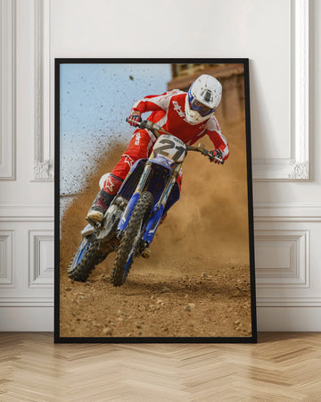 Motocross Rider Kicking Dust | Poster - Room Interior 1