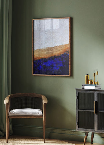 Deep Blue Gold Abstract | Poster - Room Interior 2