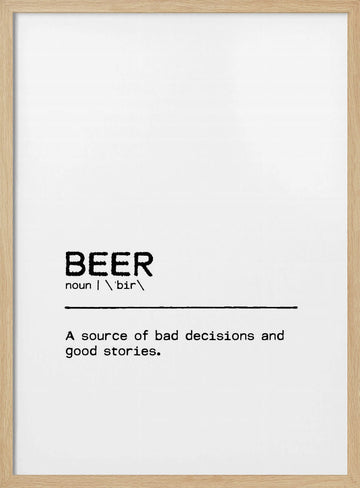 Funny Beer Definition | Poster - Wood Frame Interior