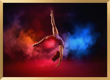 Dynamic Gymnast Leap | Poster - Gold Frame Interior