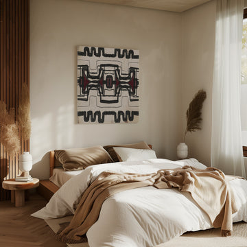 Red Tribal Geometry | Canvas - Room Interior 2