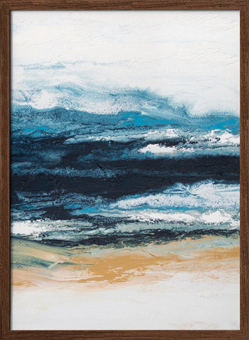 Abstract Ocean Layers | Poster - Walnut Frame Interior