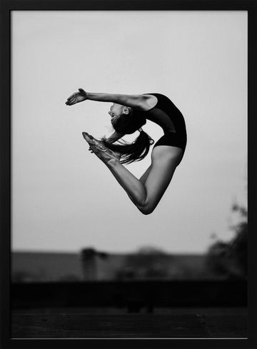 Graceful Ballet Leap | Poster - Black Metal Frame Interior