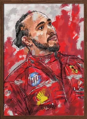 Red Suit Driver | Poster - Walnut Frame Interior