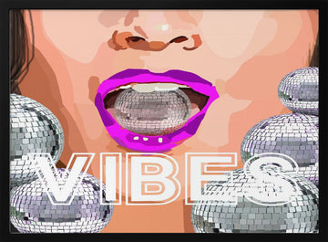 Disco Lip Vibes | Poster - Black Metal Frame Interior