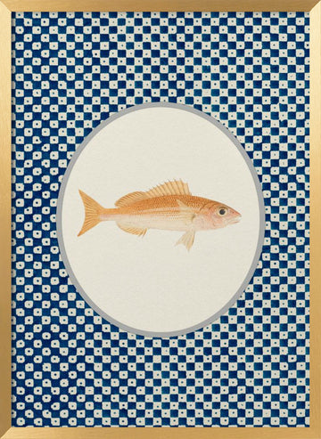 Japanese Fish Pattern | Poster - Gold Frame Interior