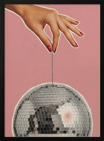 Retro Disco Hand | Poster - Black Metal Frame Interior