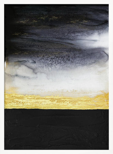 Black Gold Abstract Flow | Poster - White Frame Interior