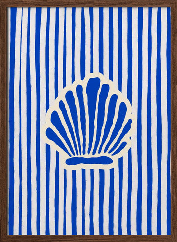 Coastal Shell Stripes | Poster - Walnut Frame Interior