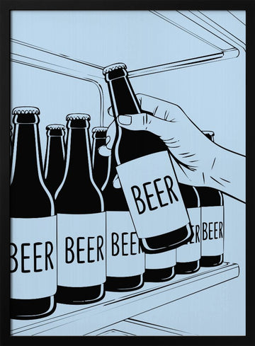 Cold Beer Grab | Poster - Black Metal Frame Interior