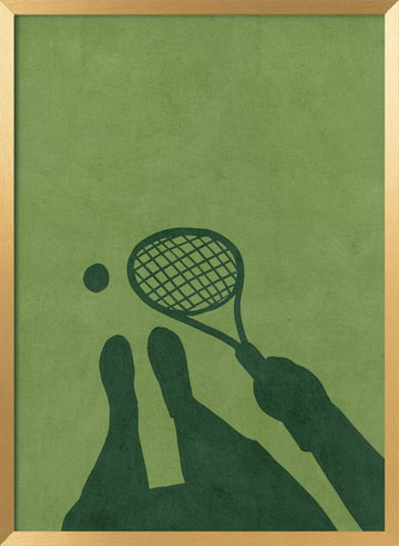 Minimalist Tennis Player | Poster - Gold Frame Interior